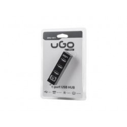 Hub USB 2.0 UGO UHU-1011 4-portowy aktywny czarny