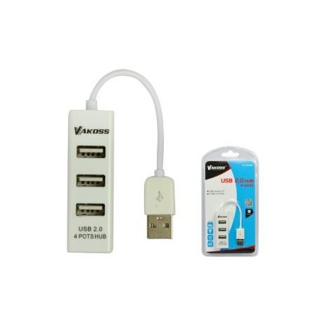 Hub USB VAKOSS TC-234UX 4xUSB 2.0 biały