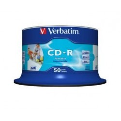 CD-R Verbatim 52x 700MB (Cake 50) WIDE PRINTABLE NON-ID
