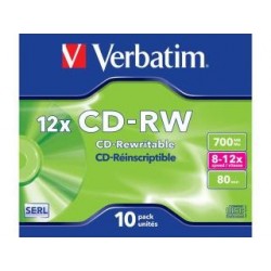 CD-RW Verbatim 700MB Scratch Resistant X12 (10 Jewel Case)