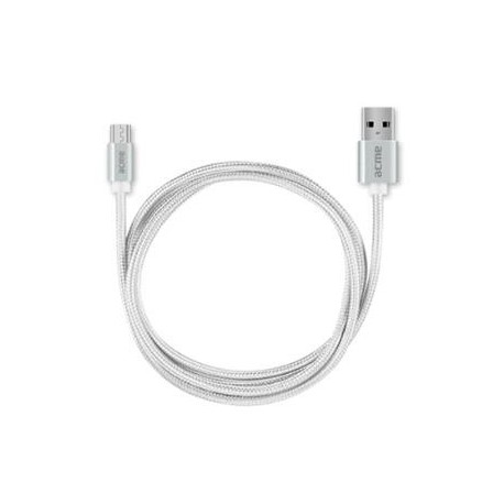 Kabel USB 2.0 Acme CB2011S micro USB cable, w oplocie, 1m A/M - micro-USB B/M, 1m, srebrny