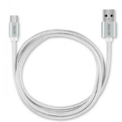 Kabel USB 2.0 Acme CB2041S A/M - C/M, w oplocie, 1m, srebrny
