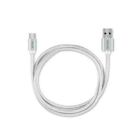 Kabel USB 2.0 Acme CB2041S A/M - C/M, w oplocie, 1m, srebrny