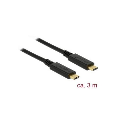 Kabel Delock USB-C(M) - USB-C(M) 2.0 3m czarny e-marker