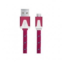 Kabel USB Esperanza Micro USB 2.0 A-B M/M płaski OPLOT 1,0m różowy