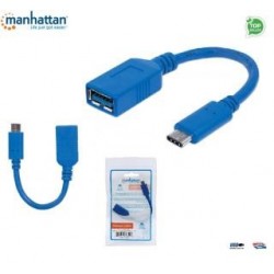 Kabel USB Manhattan MUSB31-CMAF02 USB 3.1 GEN1 MIC-C/A M/F 0,15m, niebieski ICOC