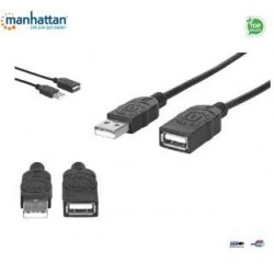 Kabel USB Manhattan U2-AA-05-EX przedłużacz USB 2.0 A-A M/F 0,5m, czarny ICOC
