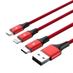 Kabel USB 2.0 Unitek C4049RD, 3w1 USB - USB typ C/microUSB/Lightning, 1,2m