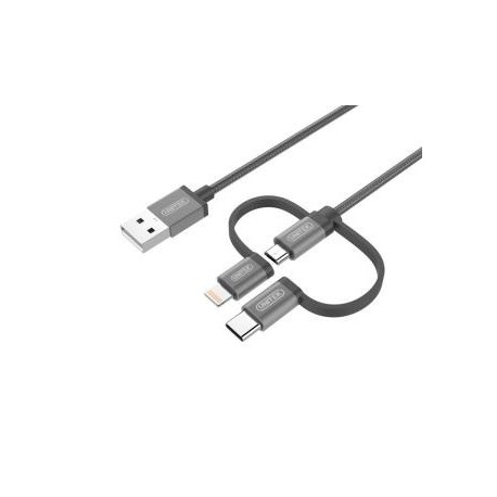 Kabel Unitek Y-C4036AGY USB 2.0 - microUSB/Lightning/USB-C M/M 1m