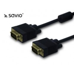 Kabel VGA (M) – VGA (M) ekranowany +2 feryty Savio CL-52 15m