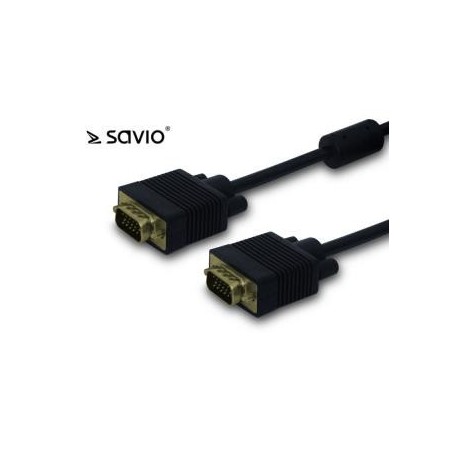 Kabel VGA (M) – VGA (M) ekranowany +2 feryty Savio CL-50 5m