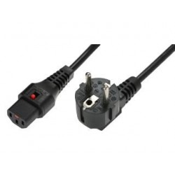 Kabel zasilający Assmann IEC LOCK 3x1mm2 Typ Schuko kątowy/IEC C13 M/Ż 2m czarny