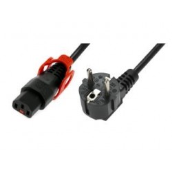 Kabel zasilający Assmann IEC LOCK + 3x1mm2 Typ Schuko kątowy/IEC C13 M/Ż 2m czarny