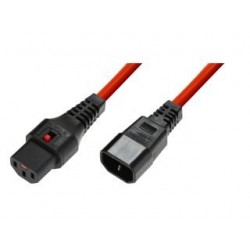 Przedłużacz kabla zasilającego Assmann IEC LOCK 3x1mm2 Typ IEC C14/IEC C13 M/Ż 3m czerwony
