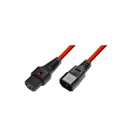 Przedłużacz kabla zasilającego Assmann IEC LOCK 3x1mm2 Typ IEC C14/IEC C13 M/Ż 3m czerwony