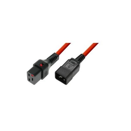 Przedłużacz kabla zasilającego Assmann IEC LOCK 3x1,5mm2 Typ C20 prosty/C19 M/Ż 2m czerwony