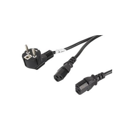Kabel zasilający Y Lanberg CEE 7/7 - 2x IEC 320 C13 (2 zasilacze) 1,8m czarny