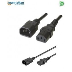 Kabel przedłużający kabla zasilania Manhattan ICOC 03-NC-01 C14 na C13 M/F 1m czarny