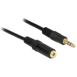 Kabel audio Delock minijack - minijack M/F 3 Pin 1m czarny