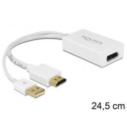 Adapter Delock HDMI(M)- DisplayPort(F)+zasilanie USB 0,24m