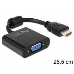 Adapter Delock HDMI-A(M)- VGA (F) na kablu 0,25m Black