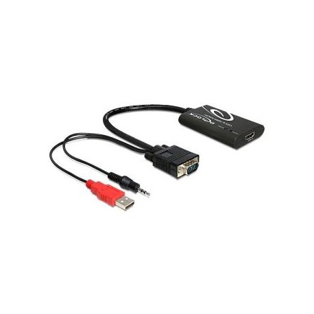 Adapter Delock VGA + audio 3.5mm Jack + power USB - HDMI