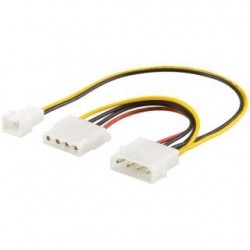Kabel adapter zasilania wentylatora Manhattan 04-NC-Y 4-pin Molex na 3-pin 0,20m ICOC