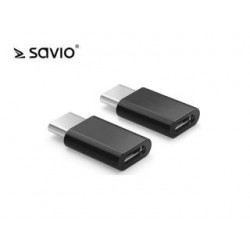 Adapter USB Savio AK-31/B Micro-USB 2.0 A/F - USB 3.1 C/M, czarny