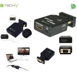 Adapter Techly IDATA VGA-HDMINI VGA+Audio Jack 3,5mm na HDMI 1080p