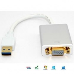 Kabel adapter Techly USB 3.0 na VGA, biały