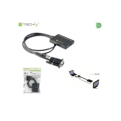 Kabel adapter Techly IDATA HDMI-VGA3 VGA na HDMI z Audio, zasil. z USB