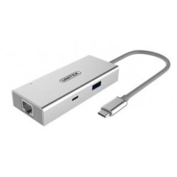 Kabel adapter Unitek Y-9117 USB Typ-C do HDMI/GigaEth/1xUSB3.0/1xTyp-C