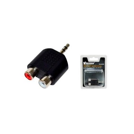 Adapter audio VAKOSS TC-A101K minijack 3,5mm stereo M - 2x RCA F czarny