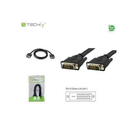 Kabel DVI Techly DVI-8100 DVI-D/DVI-D M/M 24+1 Dual Link, 1,8m ICOC