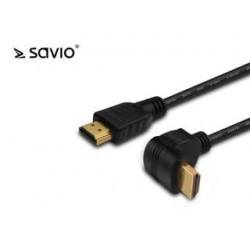 Kabel HDMI Savio CL-108 1,5m, OFC, 4K, czarny, złote końcówki, v2.0, kątowy