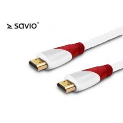Kabel HDMI Savio CL-119/B 1,5m, biały, złote końcówki, 4K 3D, worek