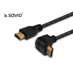 Kabel HDMI Savio CL-04 1,5m, czarny, KĄTOWY, złote końcówki, v1.4 high speed, ether