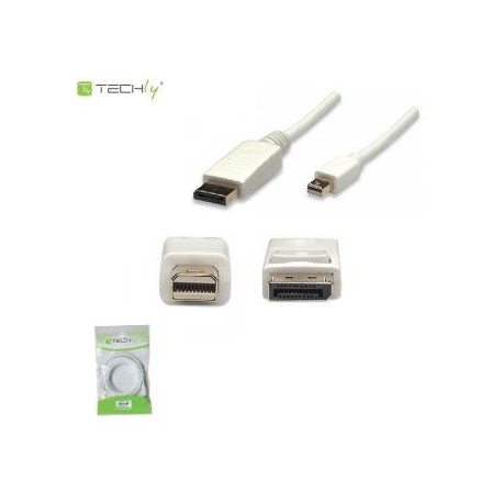 Kabel DisplayPort Techly MDP-010 Mini DisplayPort/DisplayPort M/M, 1m, biały ICOC