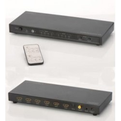 Matrix HDMI Digitus DS-50304 5/2-porty, 4096x2160p 4K UHD 3D, HDCP1.3, z pilotem