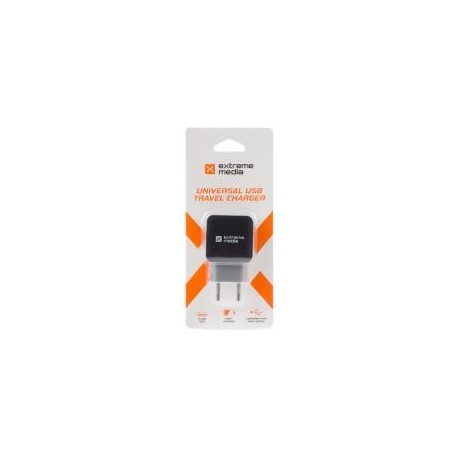 Ładowarka sieciowa Extreme Media NUC-0994 adapter napięcia 230V - USB 1,2A czarno-szara
