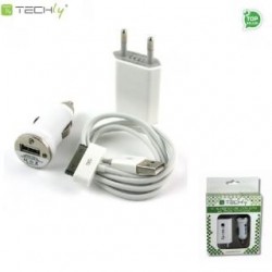 Ładowarka sieciowa+samochodowa Techly IPW-USB-KIT do iPhone białe