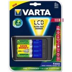 Ładowarka akumulatorków VARTA LCD Ultra Fast Charger + 4 akumulatory AA 2400mAh Ready To Use