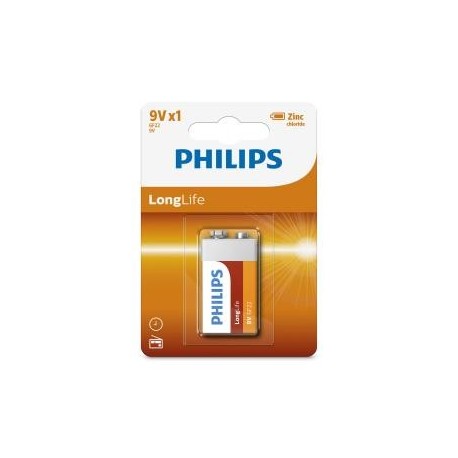 Bateria Philips 6F22 cynkowo-chlorkowa 9V LongLife (1szt blister)