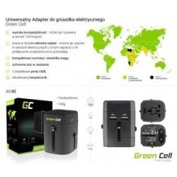 Adapter wtyku zasilania Green Cell Europa Ameryka UK Australia + USB