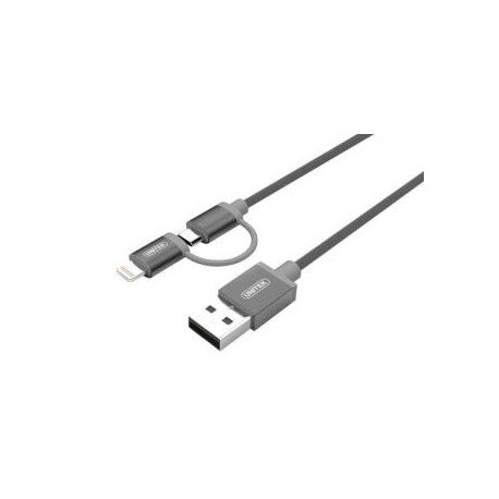 Kabel Unitek Y-C4031GY USB - microUSB + lightning szary