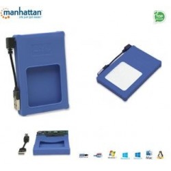 Obudowa na dysk Manhattan I-CASE SIL-25BL 2,5" SATA, USB 2.0, silikonowa, niebieska