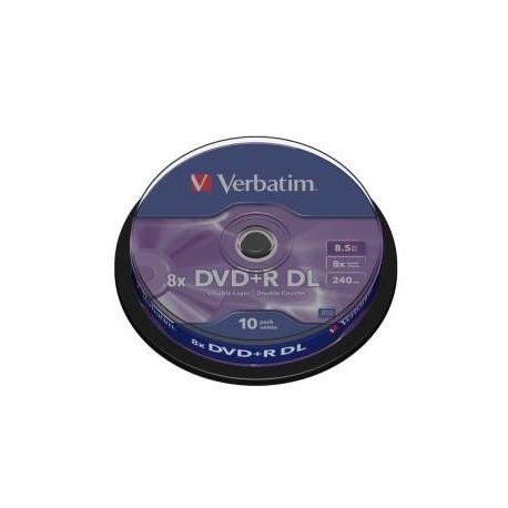 DVD+R Verbatim 16x 4.7GB Double Layer X8 Matt Silver (Cake 10)