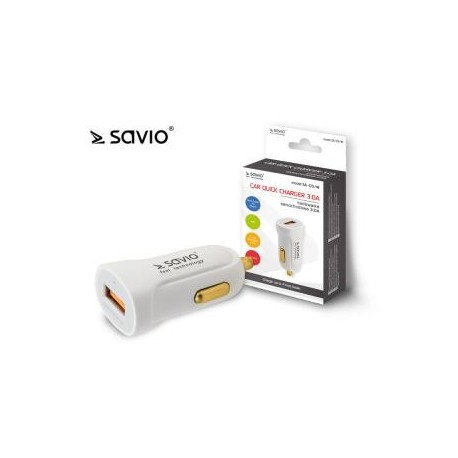 Ładowarka samochodowa Savio SA-05/W Quick Charge 3.0, biała