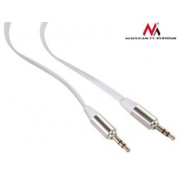 Kabel audio Maclean MCTV-695 W miniJack 3,5mm (M) - miniJack 3,5mm (M), płaski 2m, metalowy wtyk, biały