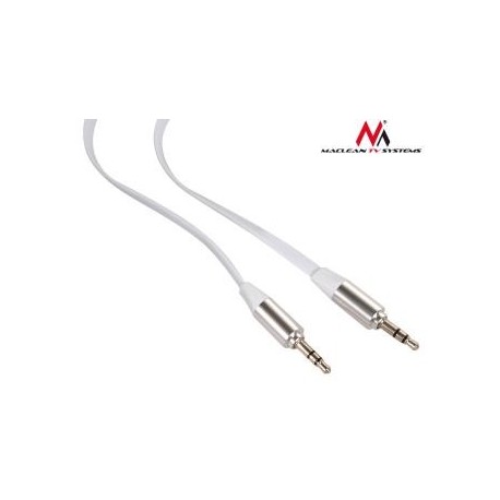 Kabel audio Maclean MCTV-695 W miniJack 3,5mm (M) - miniJack 3,5mm (M), płaski 2m, metalowy wtyk, biały